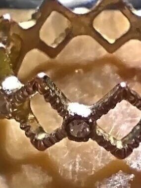 Yellow Gold Diamond Accented Mesh Lattice Design Ring